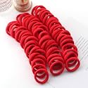 Diversa Seamless Thick Cotton Hair Rubber Bands, Durable Elastic Ties, Ponytail Holders, Hair Accessories for Women &amp; Girls - Red (Pack of 100 Pcs)