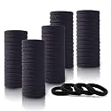 Diversa Seamless Thick Cotton Hair Rubber Bands, Durable Elastic Ties, Ponytail Holders, Hair Accessories for Women and Girls - Black (Pack of 30 Pcs)