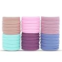 Diversa Seamless Thick Cotton Hair Rubber Bands, Durable Elastic Ties, Ponytail Holders, Hair Accessories for Women &amp; Girls - Natural Colors (Pack of 60 Pcs)