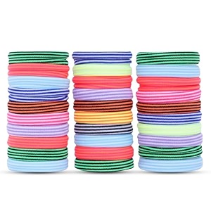 diversa seamless thick cotton stripted hair rubber bands durable elastic ties ponytail holders hair accessories for women and girls - printed pack of 30 pcs