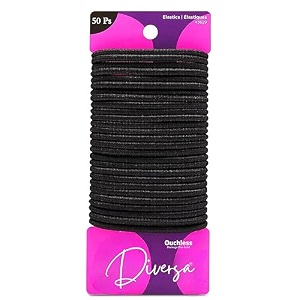 diversa slim hair rubber bands elastic thin women hair bands girls strechable hair ties ponytail holders black pack of 50 pcs