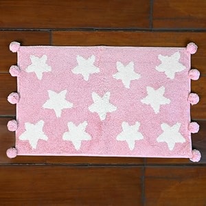 divine casa bathmats  door mats white with pink standard