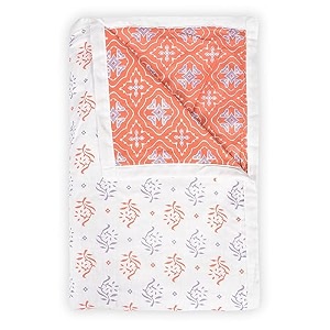 divine casa 120 gsm 100 cambric cotton jaipuri dohar single bed reversible ac blanket- peach fuzz 43 x 86 inchs tc - 120