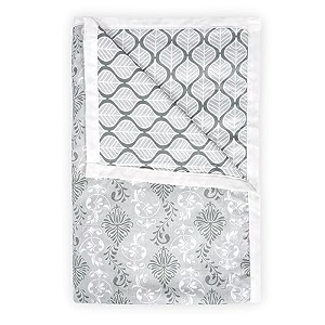 divine casa 120 gsm 100 cotton cambric 3 layered super soft jaipuri razai double bed for mild winter  light-weight ac room blanket  printed reversible dohar- glacier grey