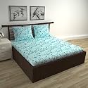 Divine Casa Floret 100% Cotton Double Fitted Bedsheet | 144 TC | Deep Pocket Design | Soft &amp; Breathable Fabric | Durable &amp; Easy Care | 200 x 150 + 25 CM, Winter Fern