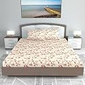 Divine Casa Floret 100% Cotton King Fitted Bedsheet | 144 TC | Deep Pocket Design | Soft & Breathable Fabric | Durable & Easy Care | 200 x 185 + 25 CM, Summer Fern