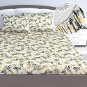 Divine Casa Floret 100% Cotton King Fitted Bedsheet | 144 TC | Deep Pocket Design | Soft &amp; Breathable Fabric | Durable &amp; Easy Care | 200 x 185 + 25 CM, Vintage Daisies, Vintage Daisies, multicolor