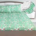 Divine Casa Floret 100% Cotton King Fitted Bedsheet | 144 TC | Deep Pocket Design | Soft &amp; Breathable Fabric | Durable &amp; Easy Care | 200 x 185 + 25 CM, Blossom Haven Mint