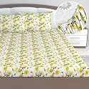 Divine Casa Floret 100% Cotton Double Fitted Bedsheet | 144 TC | Deep Pocket Design | Soft &amp; Breathable Fabric | Durable &amp; Easy Care | 200 x 150 + 25 CM, Daffodil Yellow