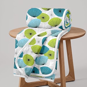 divine casa floret 100 cotton double dohar  120 gsm  soft amp lightweight throw blanket  reversible design  cozy amp breathable bedding  all-season comfort  220 x 205 cm aqua