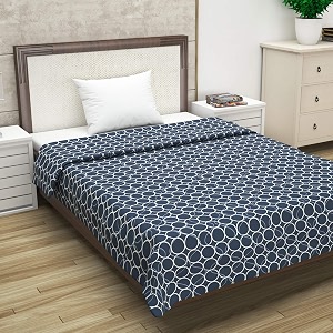 divine casa single comforter microfiber 120 gsm  soft lightweight floral printed comforter for single bed blue  210 x 140 cm 82 x 55 inch