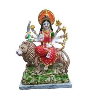 maa durga idol  sherawali mata murti  12 inch multicolor marble dust hindu goddess statue for home amp temple