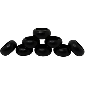 golden round mesh napkin rings dinner parties or every day use wood half round napkin ring set of 8 black