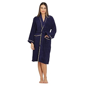 luxury bathrobes  pack of 1  unisex size for men amp women  perfect for gifting purpose  specially for hotel spa honeymoon amp salons - sm size navy blue