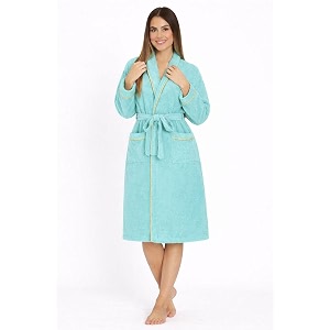luxury cotton bathrobe for men amp women unisex  soft highly absorbent terry bath robe hotel spa quality dressing gown ideal for gifting honeymoon amp salons lxl size aqua