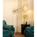 Divine Trends Modern Reading Task LED Floor Lamp Standing Antique Brass Finish with Adjustable Height and Rotatable Arm Pack of 1