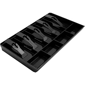 abs plastic cash drawer 5 cash and 4 coin organizer for supermarket 9 slot compartment with plastic clips  black