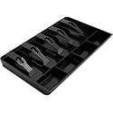 ABS Plastic Cash Drawer, 5 Cash and 4 Coin Organizer for Supermarket, 9 Slot Compartment with Plastic Clips | Black