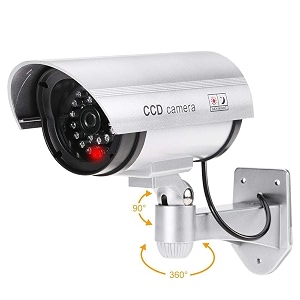 fake security cctv bullet camera with red flashing light  pack of 1  silver