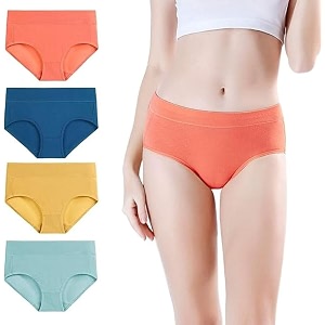 DIVING DEEP Womens Cotton Underwear Mid Waist