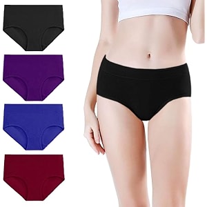 DIVING DEEP Womens Cotton Underwear Mid Waist