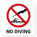 No Diving with Graphic Vinyl Adhesive Pool Depth Marker,