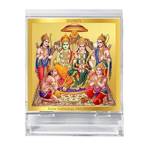 diviniti 24k gold plated foil ram darbar idol photo frame for car dashboard table home office and door entrance decor acf 3a hindu ram bhagwan murti for puja and gift items religious 58x48cm