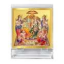 DIVINITI 24K Gold Plated Foil Ram Darbar Idol Photo Frame for Car Dashboard Table Home Office and Door Entrance Decor ACF 3A Hindu Ram bhagwan Murti for Puja and Gift Items Religious 5.8X4.8CM