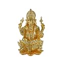 DIVINITI 24K Gold Plated Lord Ganesha on Lotus Idol for Home Decor Showpiece, Puja Room|Religious Statue for Peace and Prosperity|Luxury Sculptures for Table Decor, Gift, Festival (18 X 12 cm)