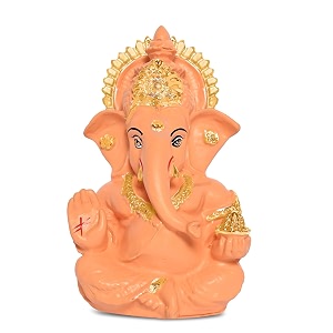 diviniti 24k gold plated resin lord ganesha idol for car dashboard tabletopganesh statue for good luck and successganpati murti for home decor mandir office desk puja gift light orange 84x42cm