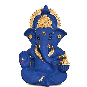 diviniti 24k gold plated resin lord ganesha idol for car dashboard tabletopganesh statue for good luck and successganpati murti for home decor mandir office desk puja gift navy blue 84x42cm