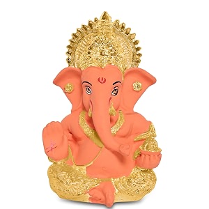 diviniti 24k gold plated resin lord ganesha idol for car dashboard tabletopganesh statue for good luck and successganpati murti for home decor mandir office desk puja gift orange amp gold84x42cm