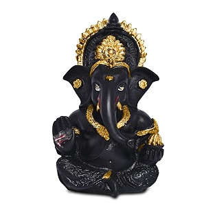 diviniti 24k gold plated resin lord ganesha idol for car dashboard tabletopganesh statue for good luck and successganpati murti for home decor mandir office desk puja gift matte black 84x42cm