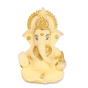 diviniti 24k gold plated resin lord ganesha idol for car dashboard tabletopganesh statue for good luck and successganpati murti for home decor mandir office desk puja gift lime yellow 84x42cm