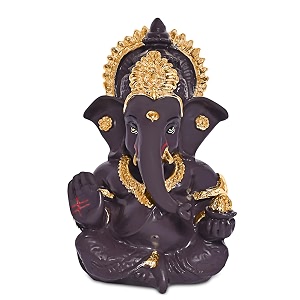 diviniti 24k gold plated resin lord ganesha idol for car dashboard tabletopganesh statue for good luck and successganpati murti for home decor mandir office desk puja gift coffee brown 84x42cm
