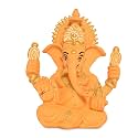DIVINITI 24K Gold Plated Resin Lord Ganesha Idol for Car Dashboard, Tabletop|Ganesh Statue for Good Luck and Success|Ganpati Murti for Home Decor Mandir, Office Desk Puja Gift Orange (8.4x4.2cm)