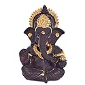DIVINITI 24K Gold Plated Resin Lord Ganesha Idol for Car Dashboard, Tabletop|Ganesh Statue for Good Luck and Success|Ganpati Murti for Home Decor Mandir, Office Desk Puja Gift Coffee Brown (8.4x4.2cm)