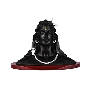 diviniti 999 silver-plated adiyogi shiv ji idol  matte black shiva showpiece for home office puja room amp table decor  spiritual amp festive gift with premium gift box  75 x 115 cm