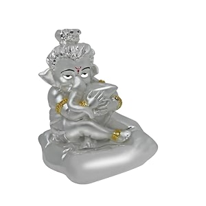 diviniti 999 silver plated bal ganesha idol for home decor showpiece puja roomreligious statue for peace and prosperityluxury sculptures for table decor gift festival 8 x 7 cm