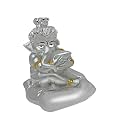 DIVINITI 999 Silver Plated Bal Ganesha Idol for Home Decor Showpiece, Puja Room|Religious Statue for Peace and Prosperity|Luxury Sculptures for Table Decor, Gift, Festival (8 X 7 cm)