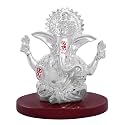 DIVINITI 999 Silver-Plated 4 Hand Ganesha Idol | Ganpati Murti for Car Dashboard, Home, Office & Puja Room | Ganesh Chaturthi & Housewarming Gift with Premium Gift Box | 8 x 8 CM