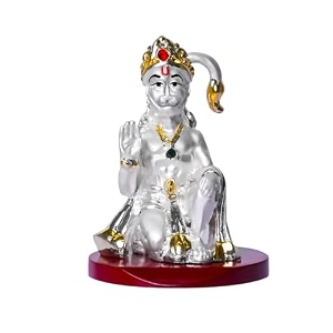 999 silver plated lord hanuman ji idol for car dashboard home decor showpiece pujareligious statue for peace and prosperityluxury sculptures for table decor gift festival 6cmx6cmx9cm