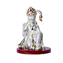 999 Silver Plated Lord Hanuman Ji Idol for Car Dashboard, Home Decor Showpiece, Puja|Religious Statue for Peace and Prosperity|Luxury Sculptures for Table Decor, Gift, Festival 6cmx6cmx9cm