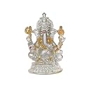 DIVINITI 999 Silver Plated Lord Ganesha Idol for Home Decor Showpiece, Puja Room|Religious Statue for Peace and Prosperity|Luxury Sculptures for Table Decor, Gift, Festival (10.5 X 5.5 cm)
