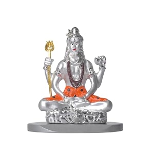 diviniti 999 silver plated lord shiva idlos for car dashboard shivji statue for peace and prosperity mahadev religious idol and figurines for home decor showpiece office pooja amp gift 7cmx45cmx8cm