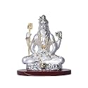 999 Silver Plated Lord Shiva Idol for Car Dashboard, Home Decor Showpiece, Puja|Religious Statue for Peace and Prosperity|Luxury Sculptures for Table Decor, Gift, Festival (7CMX4.5CMX8CM)