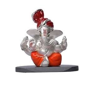 diviniti 999 silver-plated lord ganesha idol  ganpati murti for car dashboard home office amp puja room  ganesh chaturthi diwali amp housewarming gift with premium gift box  7 x 7 cm
