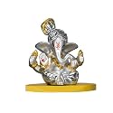 DIVINITI 999 Silver Plated Pagdi Ganesha Idol for Car Dashboard &amp; Home Decor | Ganpati Murti for Puja Room, Office &amp; Gift | Spiritual Vastu Showpiece for Wealth, Success &amp; Protection (7x4x7cm)