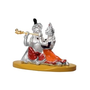 diviniti 999 silver plated radha krishna decorative showpiece idol for car dashboard home decor pooja antique showpieces amp figurines radha krishna janmashtami gifts 85cmx45cmx6cm