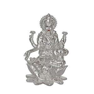 diviniti 999 silver plated resin idols  car dashboard  for mandir office and home dcor laxmi mata-1